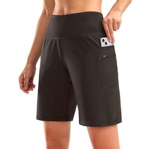 G Gradual Women's High Waisted 9" Bermuda Shorts with Zipper Pockets Athletic Workout Long Shorts for Women Knee Length, S