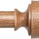 Wood Curtain Rods for Windows 30 to 56 Inch, Adjustable Decorative 1'' Heavy Duty Metal Curtain Rod with Modern Faux Wood Grain Finials, Rustic Farmhouse Bedroom Boho Drapery Pole