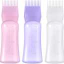 Root Comb Applicator Bottle 6 Ounce Hair Oil Applicator for Hair Dye, Hair Oiler Comb Bottle with Graduated Scale 2 Pack