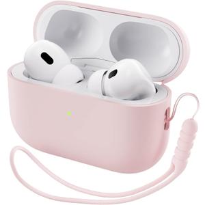 ORNARTO Compatible with AirPods Pro 2 Case 2022, Full Protective Hybrid Silicone for AirPods Pro 2nd Generation Case, Front LED Visible Skin Cover-Pink