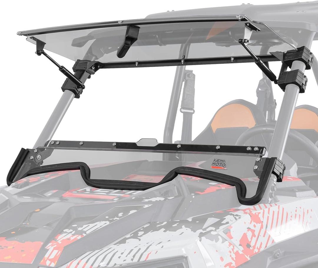 KEMIMOTO 19-23 XP 1000 Flip Up Windshield Upgraded Fit and Seal, Compatible with 2019-2023 Polaris RZR XP 1000 /RZR XP Turbo 2 and 4 Seater, Heavy Duty 2-IN-1 Folding Window Hard Coated PC