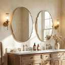 ANDY STAR 30x40 Large Brushed Gold Scalloped Oval Bathroom Vanity Mirror