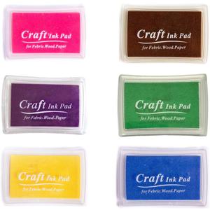 6 Pcs Craft Ink Pad, Washable Ink Pads Multicolor Ink Pads for Rubber Stamps, Paper, Scrapbooking, Wood Fabric, 6 Unique Pure Colors
