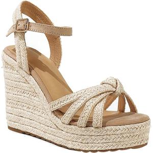 mikarka Sandals for Women 2025: Comfortable Wedge Platform Sandals Women - Braided Espadrilles for Women Ankle Strap Open Toe Wedges Heels Beach Sandals Summer Shoes (6, Beige)
