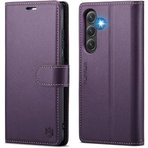 Wallet Case for Samsung Galaxy S24 Fe, RFID Blocking Credit Card Holder, PU Leather Folio Flip Kickstand Protective Shockproof Cover for S24 Fe (Purple, for S24 Fe - 6.4")