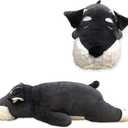 Dog Plush Pillow, 27.5 Inch Schnauzer Stuffed Animal, Birthday Christmas Valentines Day Gift for Kids Boys Girls