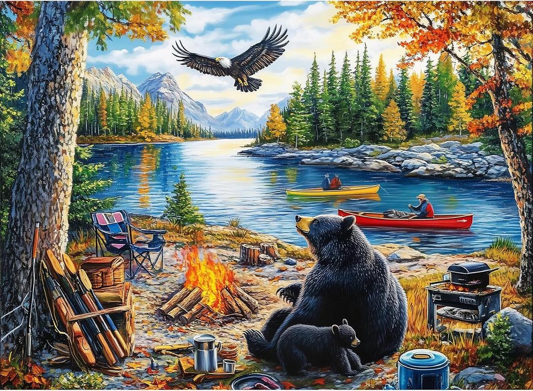 500 Piece Puzzles for Adults,Mother Bear Eagle Large Piece Jigsaw Puzzle for Adults Seniors,Recycled Cardboard Puzzle 500 Piece,Family Activity Great Gift for Family Friends 20.5 * 15 in