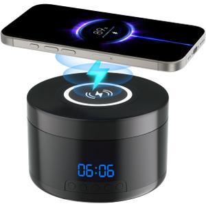 Smart Security Camera - 1080P Indoor Cameras for Home Security - Pet/Dog Camera with Motion Tracking - 15W Fast Phone Charger - Digital Clock (Classic Black)