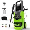 Electric Pressure Washer - 5000 PSI 3.0 GPM Power Washer with Touch Screen Adjustable Pressure, 35FT Power Cord and 4 Different Nozzles, Foam Cannon for Car, Garden, Yard, Green