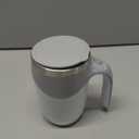 BOSREROY Rechargeable Self Stirring Mug Coffee, 380 Ml / 12.8 Fl Oz Stainless Steel, Mugs Large Coffee, Self Stirring Mug Travel, USB White Charging with Accent Gray