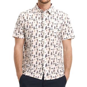 M MAELREG Mens Hawaiian Shirts Short Sleeve Button Down Tropical Beach Floral Solid Print Summer Vacation Mens Casual Shirts (L)