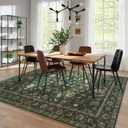Wonnitar Green 8x10 Rugs for Living Room Floral Rug, Low Pile Vintage Boho Large Rug, Non Slip Stain Resistant Christmas Rugs for Bedroom Dining Room Home Office Department,(Green,8x10)