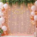 10x10ft Peach Tulle Backdrop Curtain with Lights String for Parties, Sheer Photo Backdrop Curtains for Wedding Baby Shower Birthday Party Photo Shoot Background Decorations