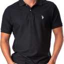 U.S. Polo Assn. Men's Ultimate Pique Classic Fit Short Sleeve Polo Shirt (Large, Black/White)