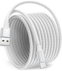 Extra Long USB Type C Cable USB-A 2.0 to USB-C Charger Cable, Premium Nylon Charging Cord - White