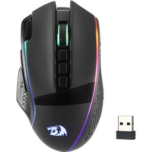 Redragon M991 Wireless Gaming Mouse, 26000 DPI 3-Mode Gamer Mice w/Rapid Fire Key, 9 Macro Buttons, Powerful Capacity and RGB Backlight for PC/Mac/Laptop, Black
