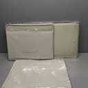 [3 Pack] Beige Cotton Linen Collapsible Storage Bins for Home Organization, Waterproof Fabric Foldable Organizer Boxes, 19.29 x 14.57 x 12.2 Inches, Zippered Flap & Handle (Extra Large)