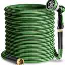 Garden Hose 50 FT-Triple-layer pipe, Water Hose with solid Aluminum Fittings, Ultra-Lightweight and Flexible, Abrasion-Resistant, Rust-Resistant,Watering and Cleaning for Outdoor (Green+Black)
