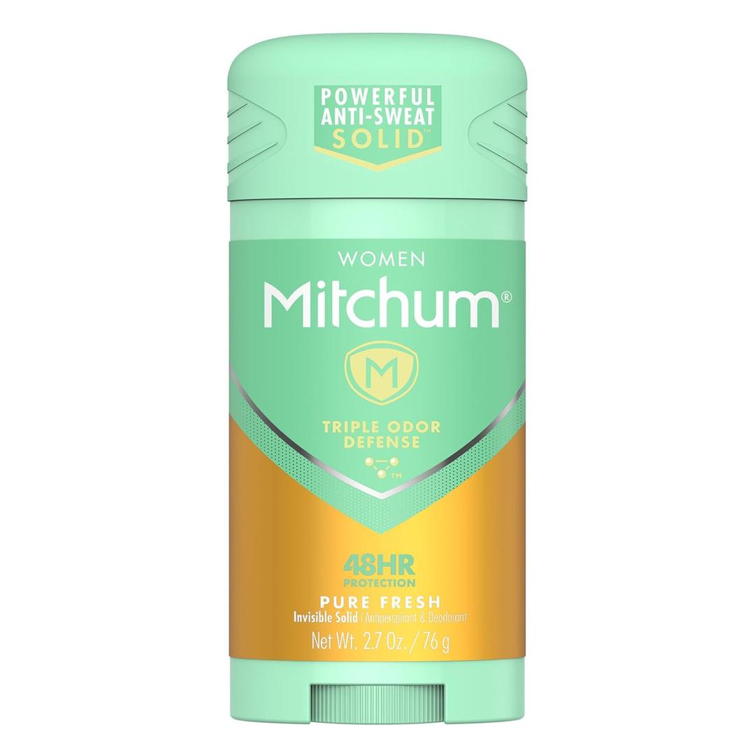 Mitchum Women Triple Odor Defense Invisible Solid Antiperspirant Deodorant, Pure Fresh, 2.7 oz (2.7 Ounce (Pack of 1))