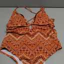 LIZENS Women's Halter Neck Swimsuit One Piece V-Neck Swimwear Ethnic XL Red1