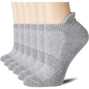 CS CELERSPORT Ankle Athletic Running Socks Low Cut Sports Tab Socks for Men and Women (6 Pairs), Large, Grey