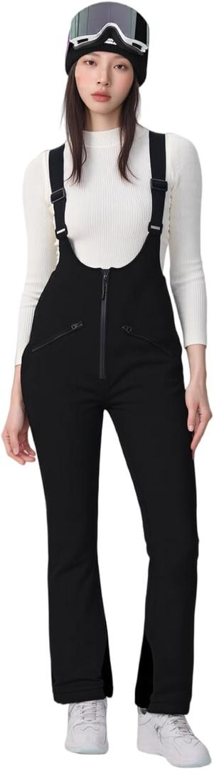 Oymyakon Women's Snowboard Bibs Snow Overalls Waterproof Windproof Insulated Ski Bib Pants (Large, Black)