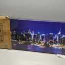 Biuteawal New York Wall Art Living Room Decor Beautiful Manhattan City Skyline Night Light Photo Poster Prints on Canvas Blue Cityscape Picture for Home Office Bedroom Decoration Ready to Hang