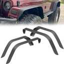 YZONA for Wrangler TJ LJ Flat Front & Rear Fender Flares Compatible with 1997-2006 Jeep Wrangler TJ & 2004-2006 Jeep Wrangler LJ, Off-Road Heavy Duty Steel Mud Guard Combo Wheel Fenders 4 PCS Kit
