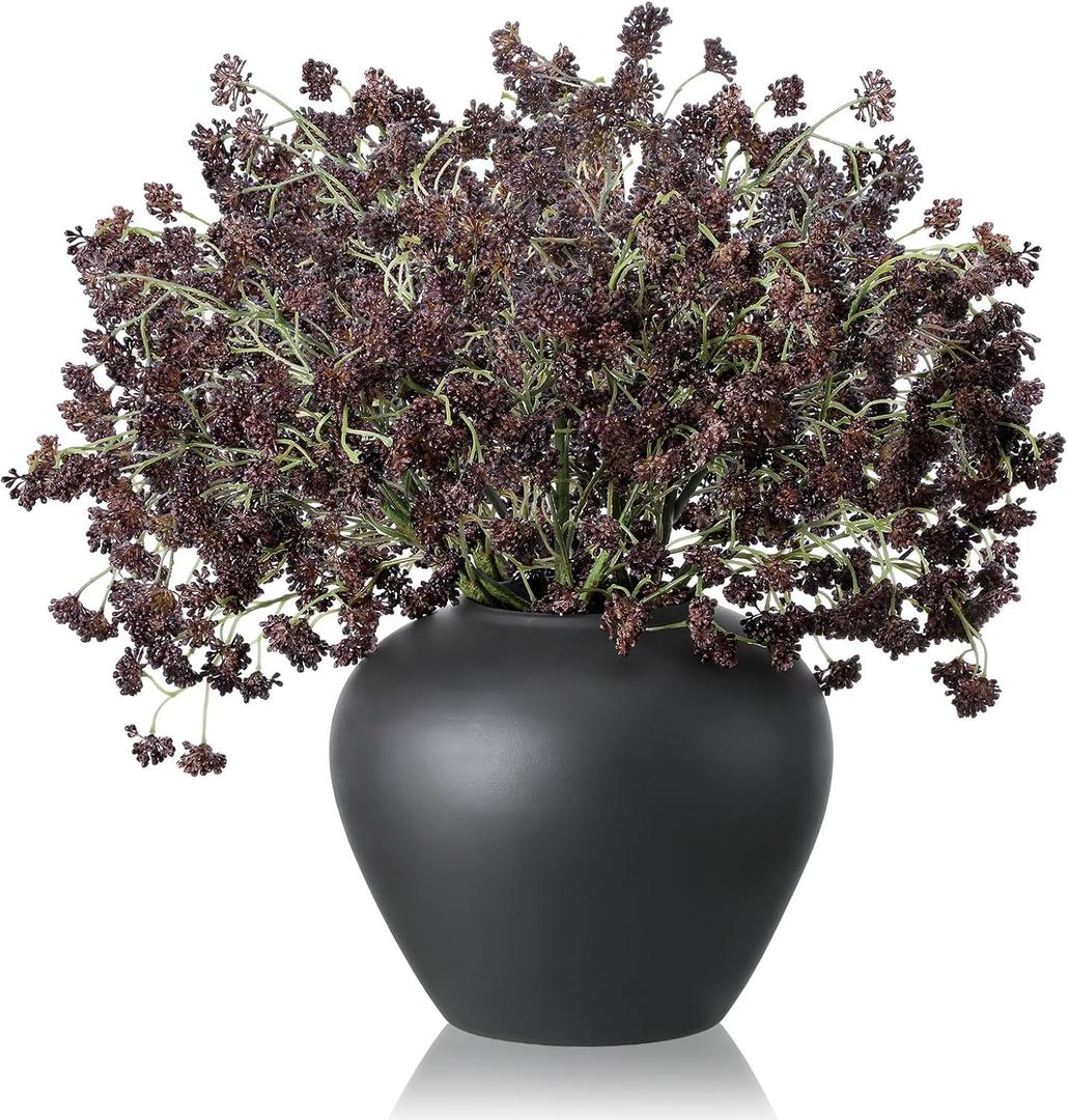 10 Pcs Artificial Soft Plum Sedum Berry Stem Fall Faux Berry Picks Branches Faux Spray for Home Halloween Thanksgiving Farmhouse Mantel Autumn Harvest DIY Decorations (16 Inch)