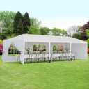 F2C 10 * 30 FT Outdoor Gazebo White Canopy with Removable Sidewalls WindowsParty Wedding Tent Cater Events Pavilion Beach BBQ Event,Waterproof