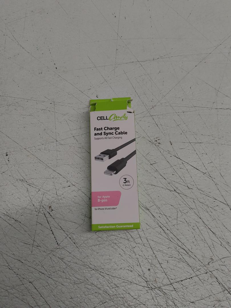 Cell Candy - USB to Apple Fast Charge and Sync Cable - 3 FT- Black