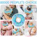 Cat Cone Collar Soft, Cute Cat Donut Collar After Surgery, Adjustable Kitten Recovery Cones to Stop Licking, Lightweight Neck Elizabethan Collars for Cats Kittens (Blue, Medium) (Blue)
