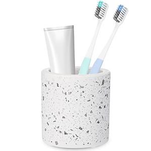 Diatomite Toothbrush Holder, BOJDOPIE Water Absorption Quick Drying Bathroom Countertop Organizer, Stand Cup for Toothpaste Makeup Brushes Razors (White)