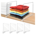 Acrylic Shelf Dividers for Closet Organization 4PCS Closet Shelf Divider Closet Dividers for Shelves Shelf Organizer for Closet Shelf Organizer for Wood Closet Separator Clear