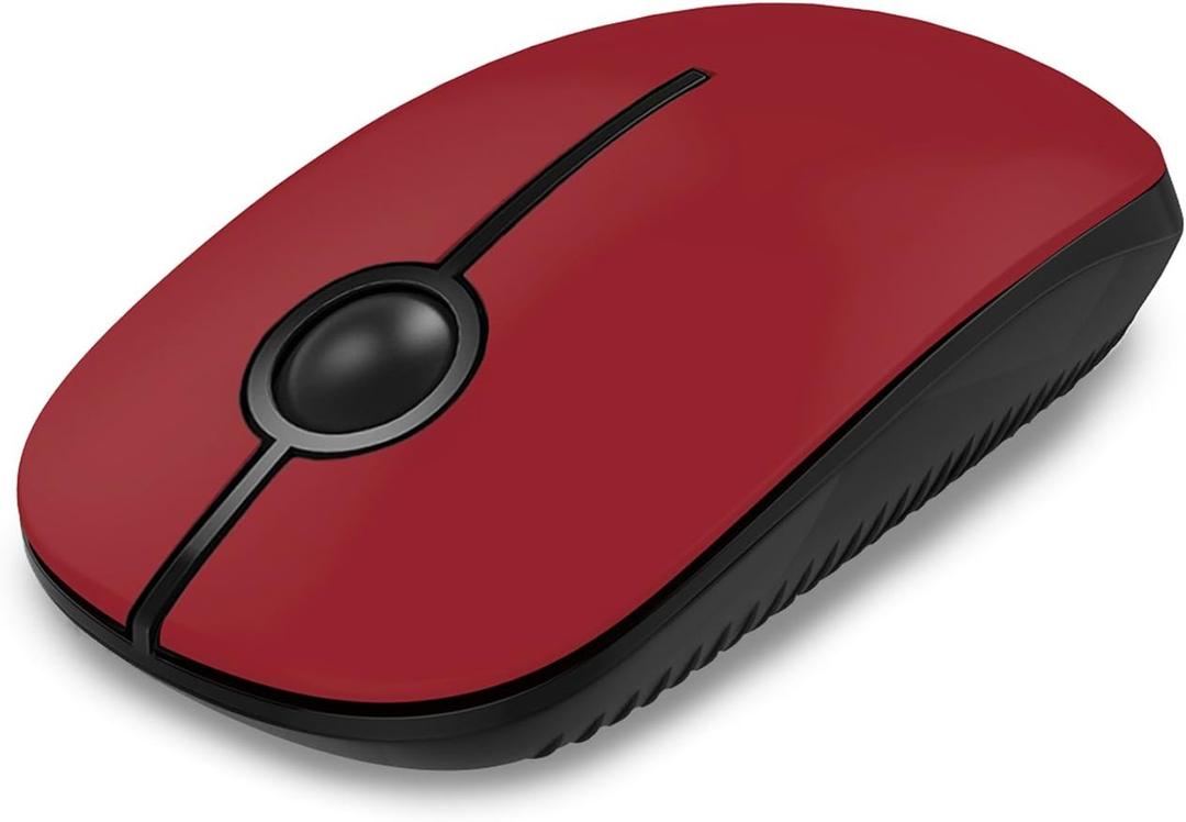 VssoPlor Wireless Mouse, 2.4G Slim Portable Computer Laptop Mouse with Nano Receiver Quiet Silent Optical Mice for Notebook, PC, Laptop, Computer-Black and Red
