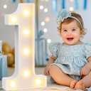 Pooqla 1st Birthday Decorations for Girls Boys, Large 12.6 in Tall Light Up Numbers for Party Decorations Table Backdrop Wall Decor, Big Marquee Number 1 Gift for First Birthday Anniversary Decoration