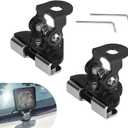 2 PCS Hood Light Mount, Waterproof Durable Metal Design, Adjustable Wide Angle Vehicle Spotlight Holder, Universal Grille Light Bracket Accessories (Black)