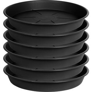 OVZILKI 6 Pack of Plant Saucer Tray 4 6 8 10 12 14 17 19 22 25 inch, Heavy Duty Plastic Pot Plant Drip Trays Saucers for Indoors Outdoor, Plant Water Tray for Planters 4-7" (6", Black)