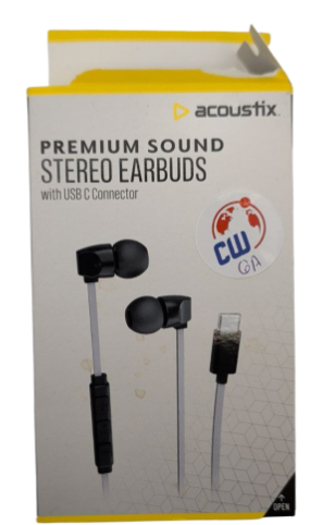 Acoustix Premium Sound Stereo Earbuds With Lightning USB C Connector