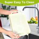 3 Pack Serving Tray with Handles, Stackable Reusable Trays for Serving Food, Plastic Serving Platters for Party, Charcuterie, Fruit, Appetizer, Solid Cream