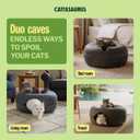 Cattasaurus Peekaboo Cat Cave Donut for Multiple & Large Cats up to 30-45 lbs, 3-in-1 Self Warming Cat Bed, Tunnel & Scratcher for Indoor Cats, Washable & Detachable (Dark Gray + Dark Gray, Large)