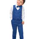Lilax Boys Formal 4 Piece Dress Shirt, Pants and Tie and Vest Suit Set (7-8 Years, Royal Blue)