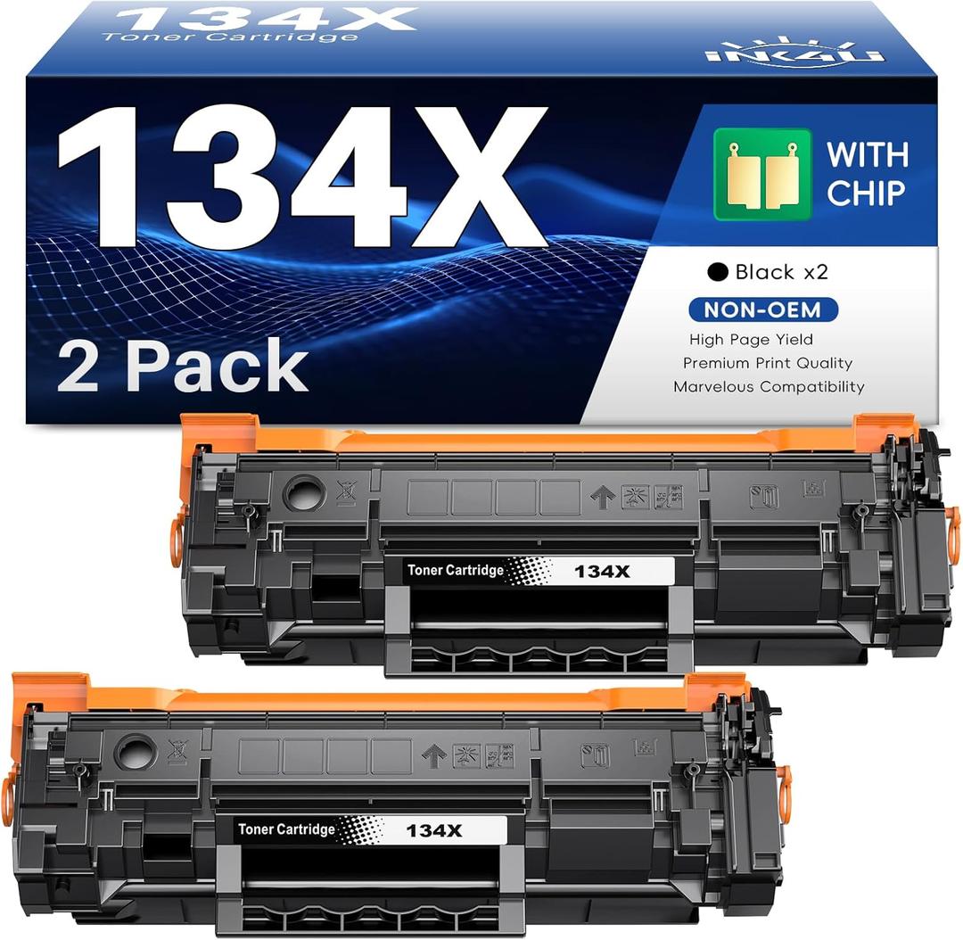 INK4U 134X Black Toner Cartridge (with Chip) Compatible Replacement for HP 134X Toner W1340X 134A W1340A Toner Cartridges to Use with LaserJet M209dw MFP M234sdw M234dw M234sdn Printer (2-Pack)