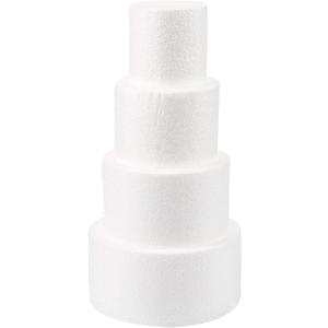 Juvale 4 Piece Round Foam Cake Dummy Set for Decorating, 12" Tall Fake Cake in Assorted Sizes for Birthday, Wedding Display (3, 4, 5, and 6 in)