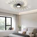 Ceiling Light Modern LED Ceiling Lamps,Flower Shape Ceiling Lights,Flush Mount Chandelier,Metal Acrylic Ceiling Lamps,Living Room Light Fixtures Ceiling for Bedroom,Dining Room(Black,28+1 Heads)