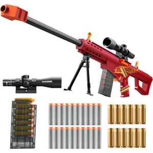 Soft Bullet Toy Gun Sniper Rifle with Scope Realistic Shell ejecting Foam Blaster Fake Gun Shotgun Dart Pellet Shooting Game for Boys Teen Adults Gifts Age 8+ 10 12 Year Old (Red)