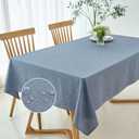maxmill Linen Textured Rectangular Tablecloth Water Resistant Wrinkle Free Spillproof Stain Proof Table Cloth for Dining Room Decoration Banquet Party Wedding Holiday Dinner, 60 x 84 Inch Demin Blue