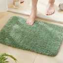 TECHMILLY Super Soft Shaggy Bathroom Rugs, Absorbent Thick Non Slip Microfiber Bath Rugs, Quick Dry Machine Washable Bath Mat for Bathroom Floor, Bathtub and Shower 17"x24" (Sage)