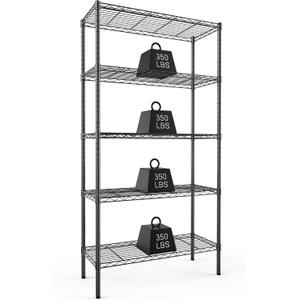 DUMOS 5 Tier Metal Wire Rack Shelf Heavy Duty Standing Shelves Adjustable Steel Closet Shelving Unit Organizers and Storage for Kitchen Bathroom Pantry Office, 13.78" D x 35.43" W x 69.29" H