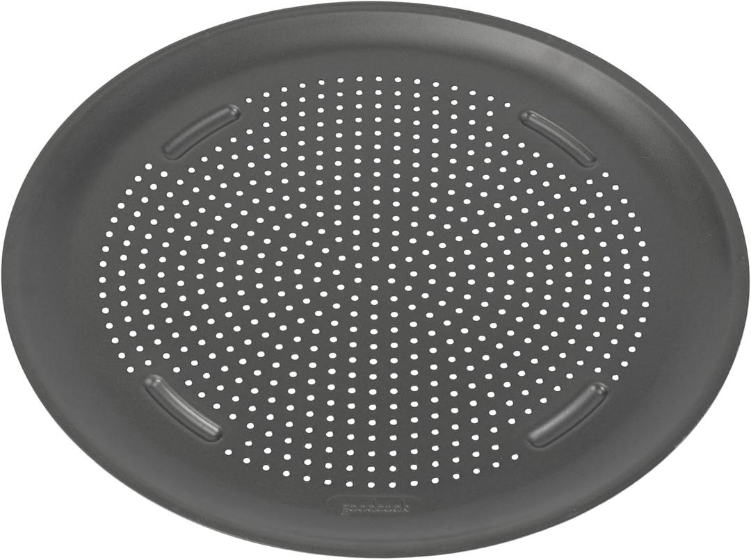 GoodCook AirPerfect Insulated Nonstick Carbon Steel Pizza Pan with Cutting Guides, Perforated Nonstick Pizza Pan, 15.75-Inch, Gray
